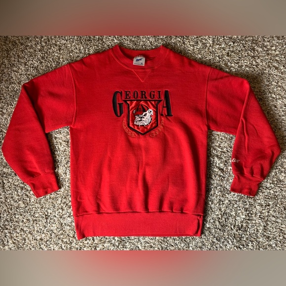 Vintage University of Georgia Bulldogs Red Bike Sweater Pullover Sz Medium - Picture 1 of 6